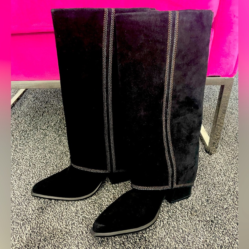 Marc Fisher Suede Fold-Over Riding Boot